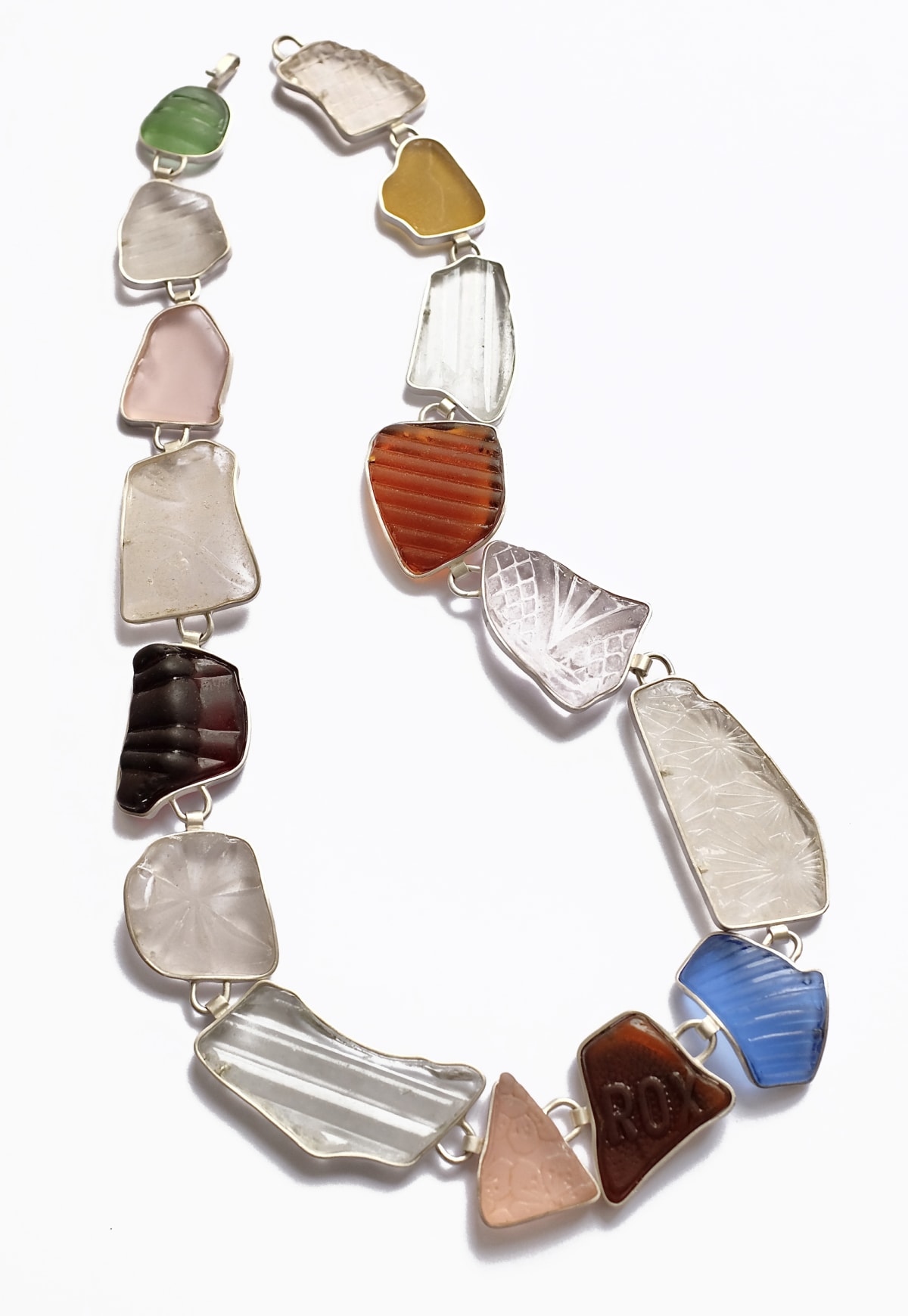 Frosted glass and silver necklace