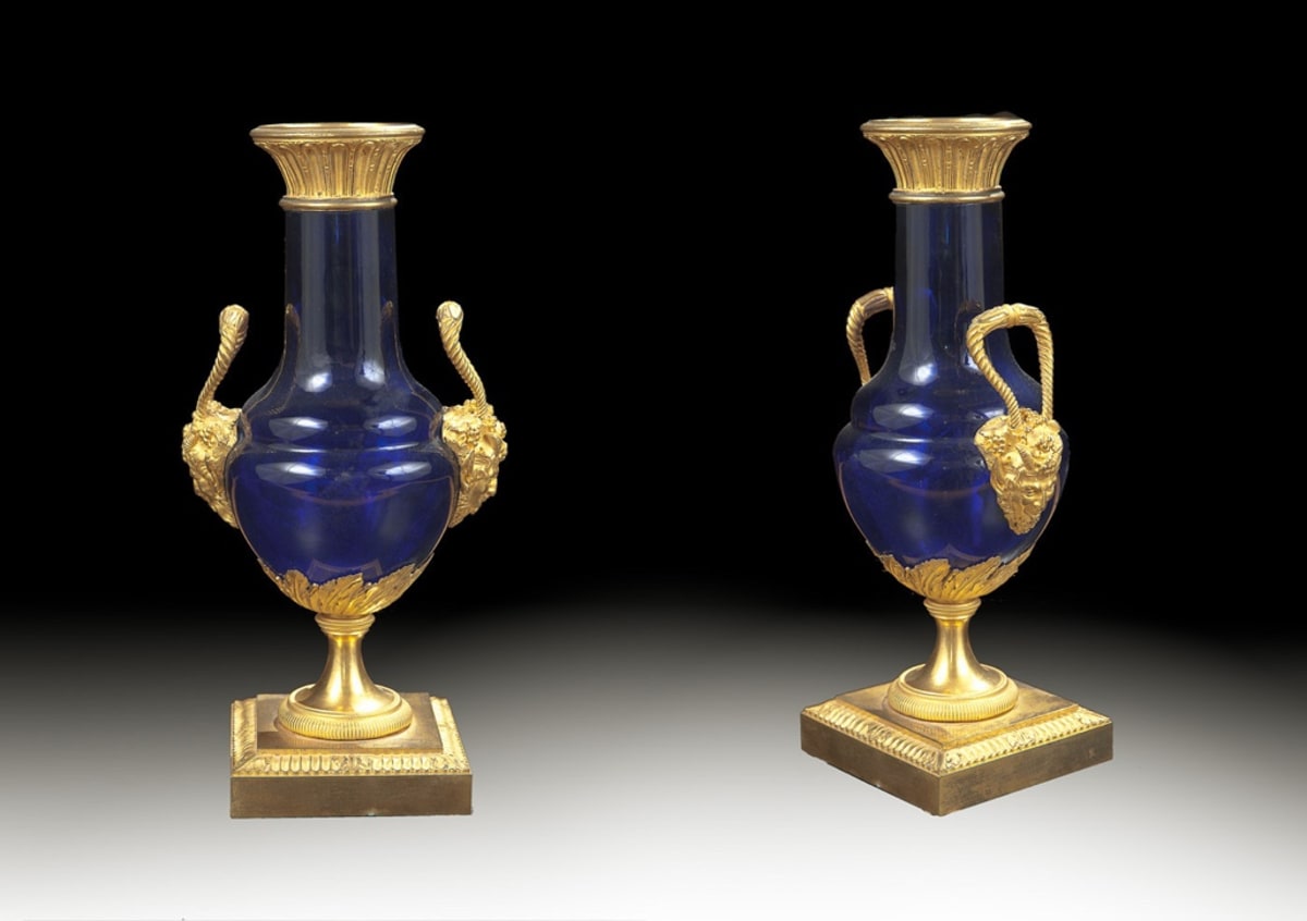 PAIR OF BLUE CRYSTAL VASES FROM LE CREUSOT