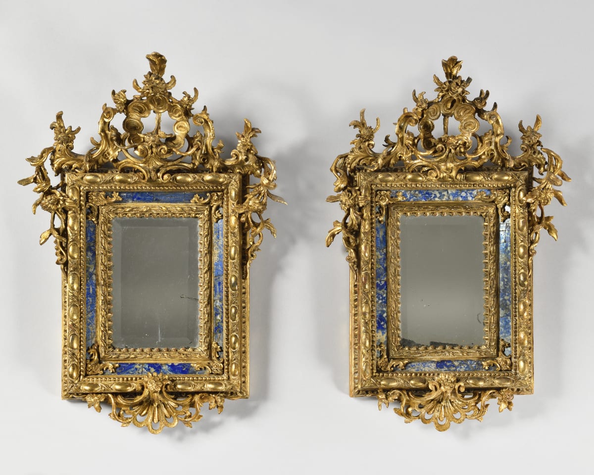 Rare paire de petits miroirs italiens