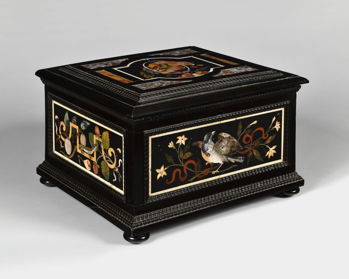 A casket decorated with semi-precious stone inlays attributed to Domenico Benotti, master craftsman at the Grand Ducal Workshops in Florence