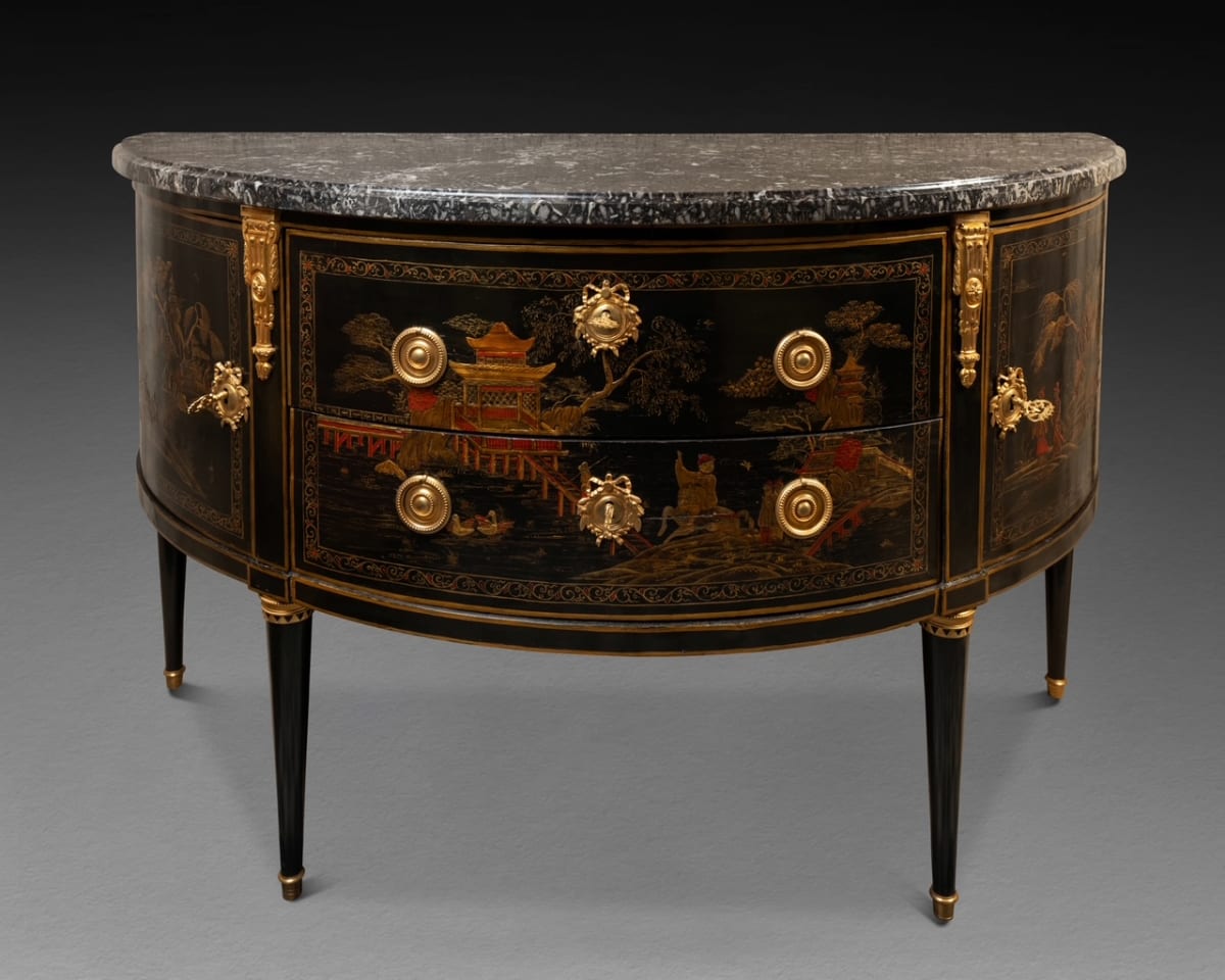 "Martin varnish" chest Louis XVI period stamped "RUBESTUCK"