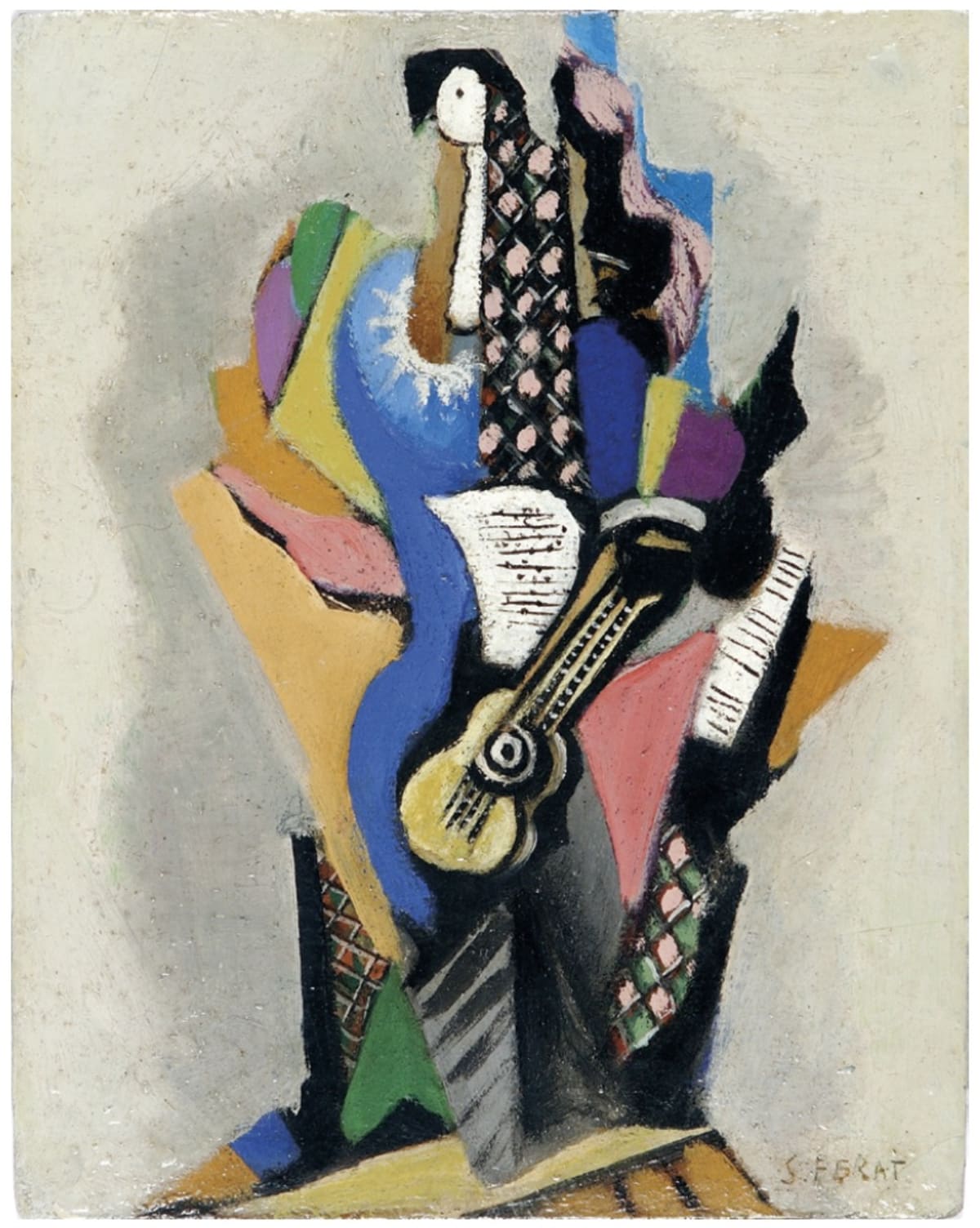 Serge Férat, Femme à la guitare, C. 1918-1920 Huile sur carton, 23,7 × 18,7 cm