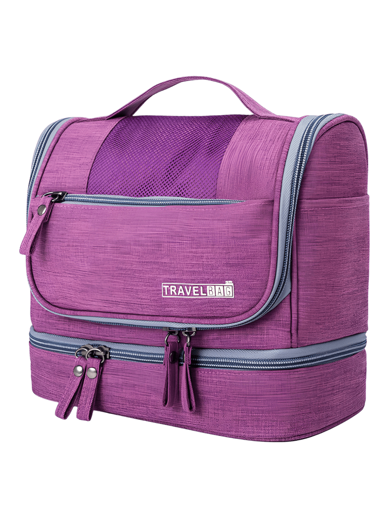 Practical multi-compartment toiletry bag to hang in several colors purple model