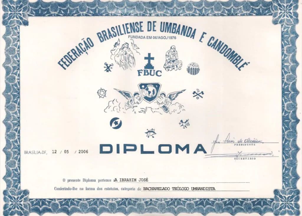 Diploma do Mestre Ibrahim José — Especialista em Amarração Amorosa