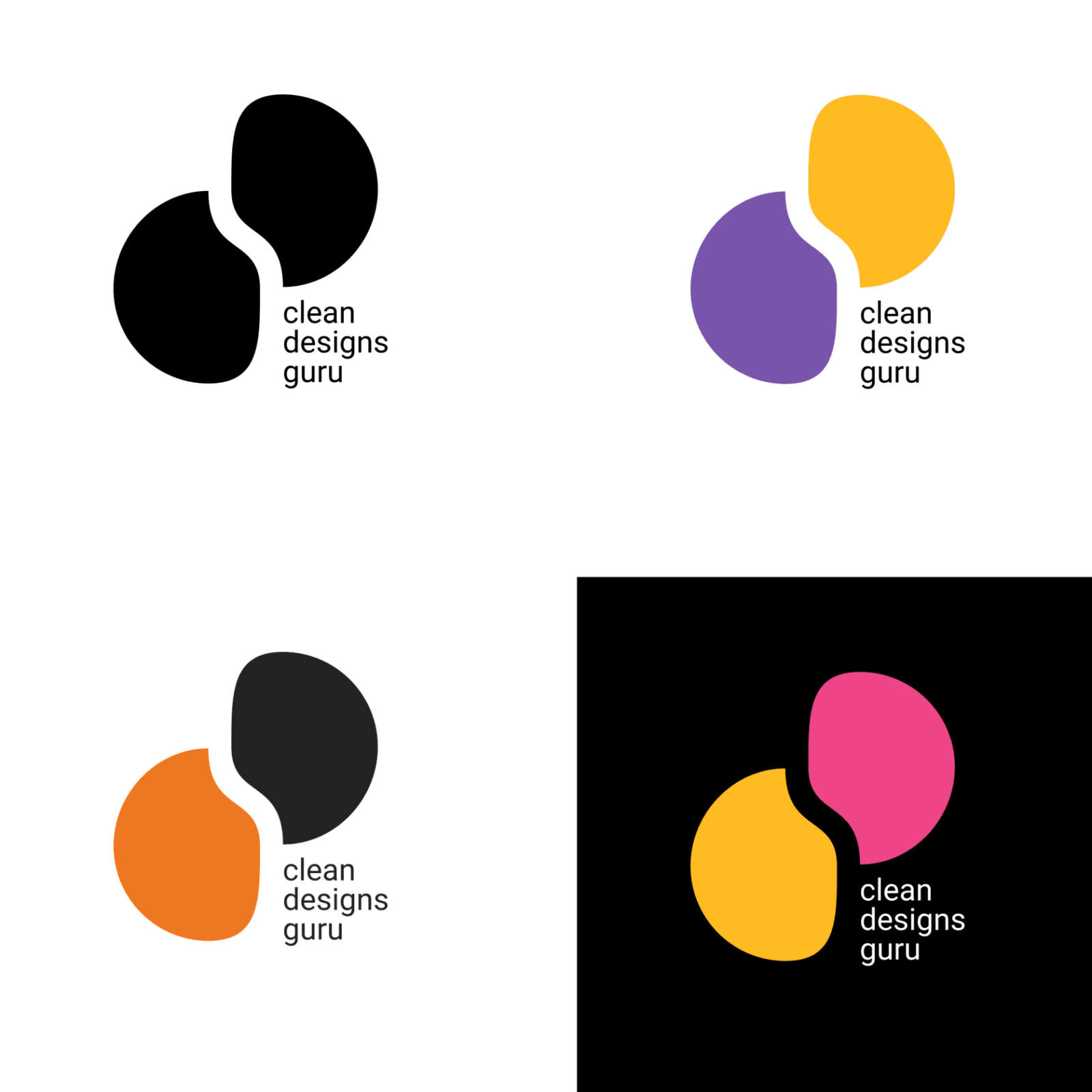 CDG — organic mark: black, reversed on orange, multicolor, multicolor on black