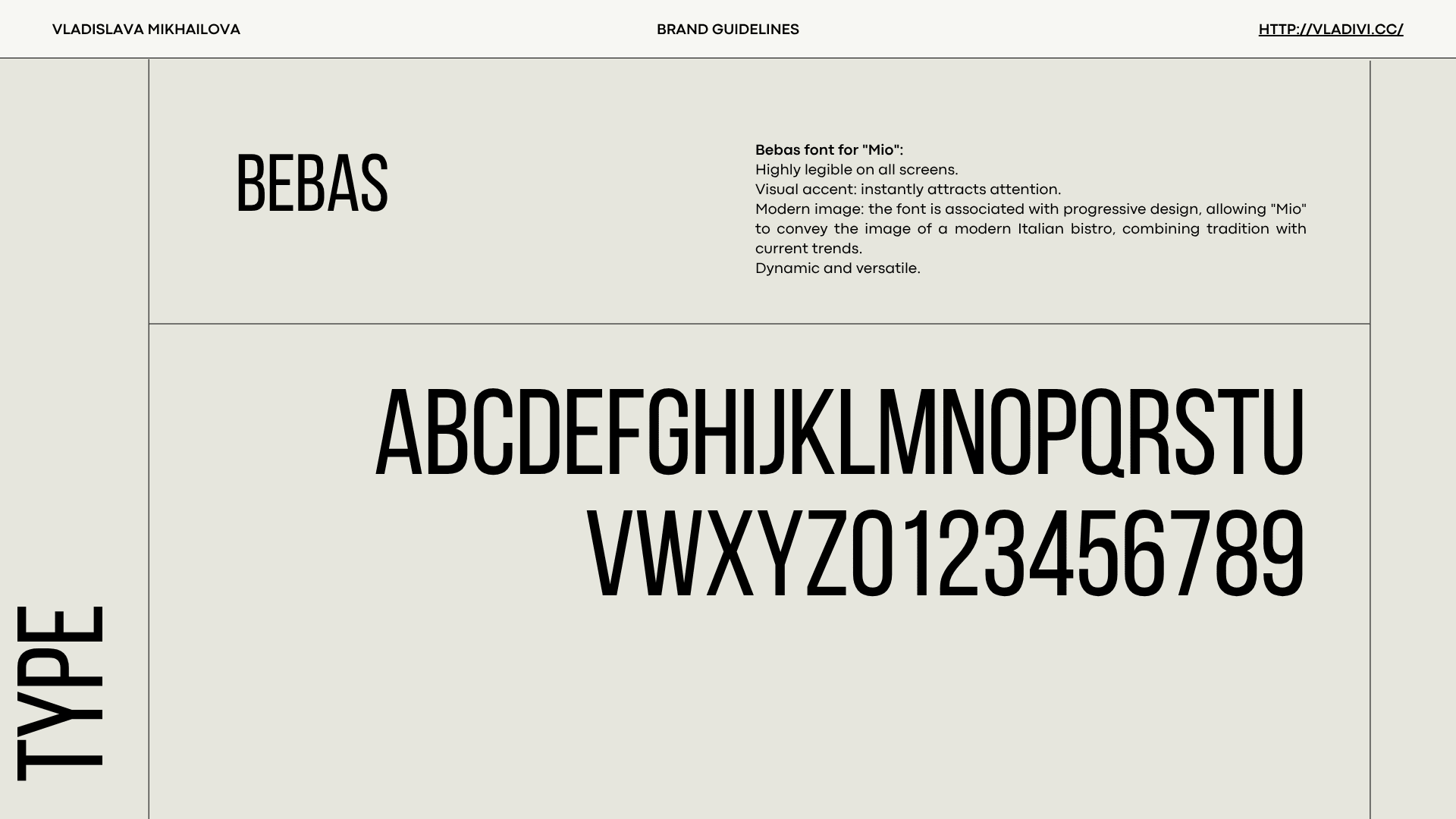 Typography — Bebas rationale and specimen