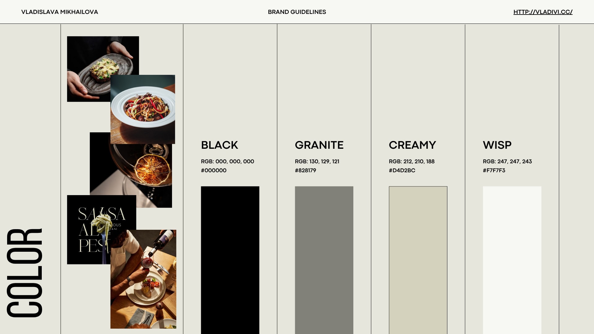 Color system — Black, Granite, Creamy, Wisp