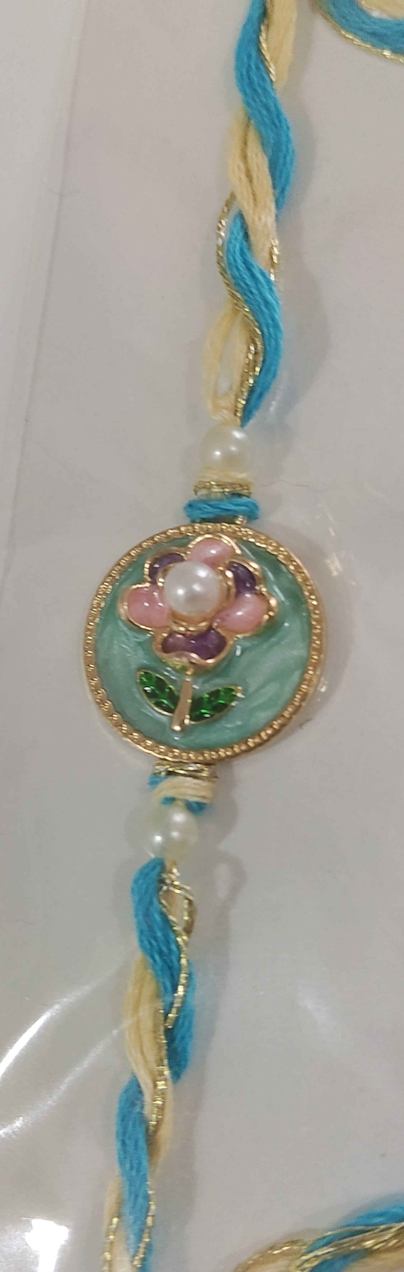 Mint floral meenakari rakhi