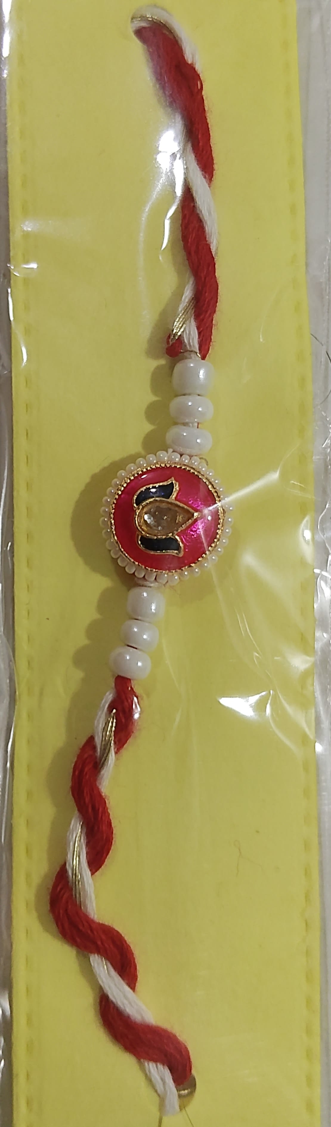 Lotus motif Kundan rakhi