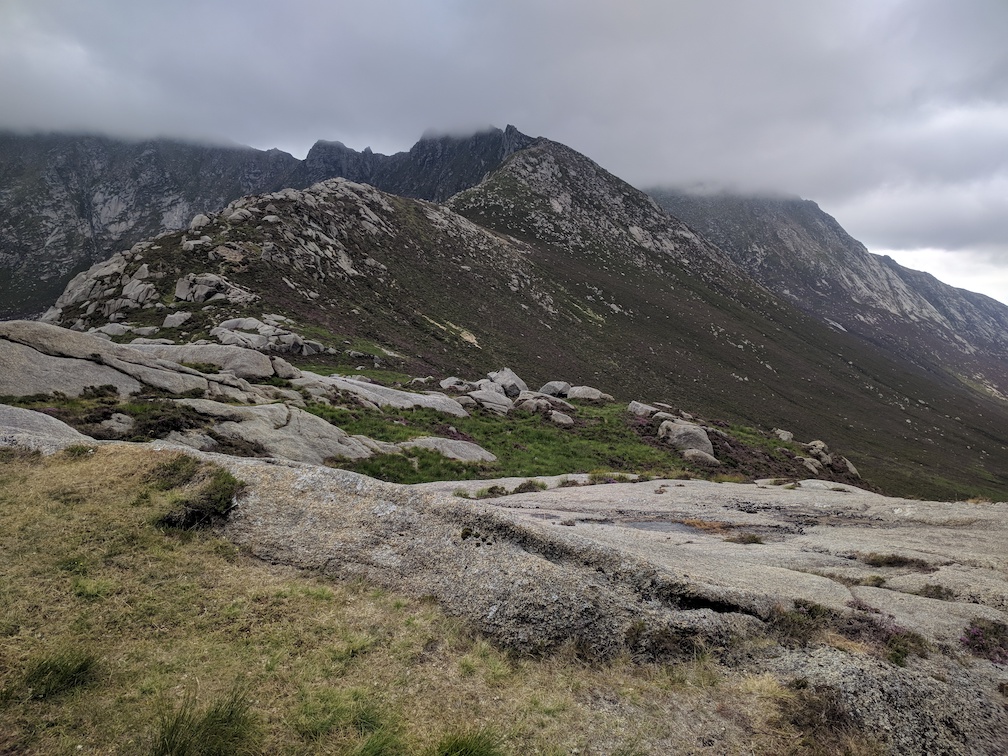 goatfell with clouds on it