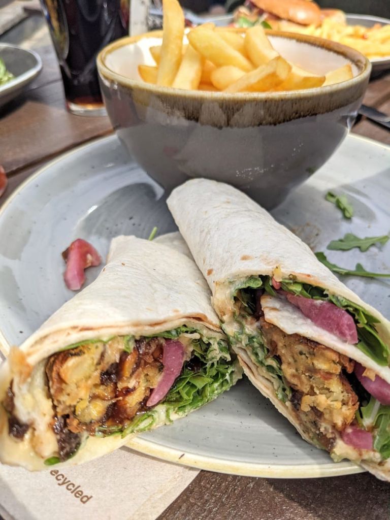 Falafel wrap and chips