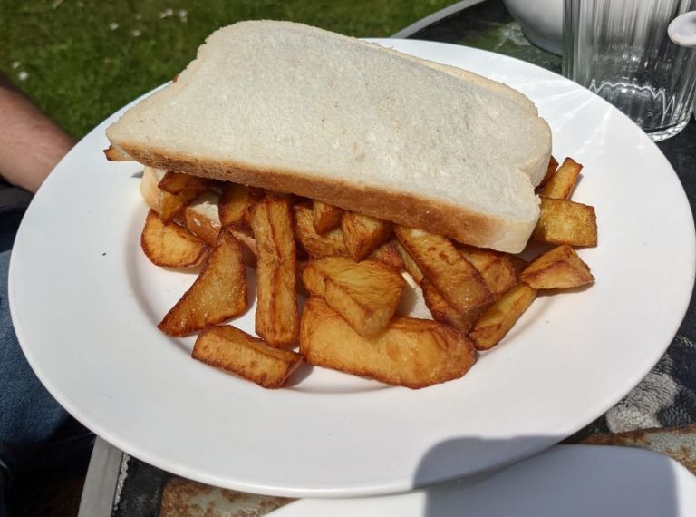 chip butty at fran's tea room