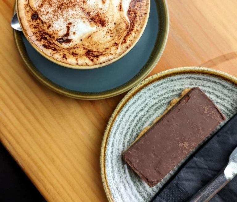 millionaire's shortbread and coffee