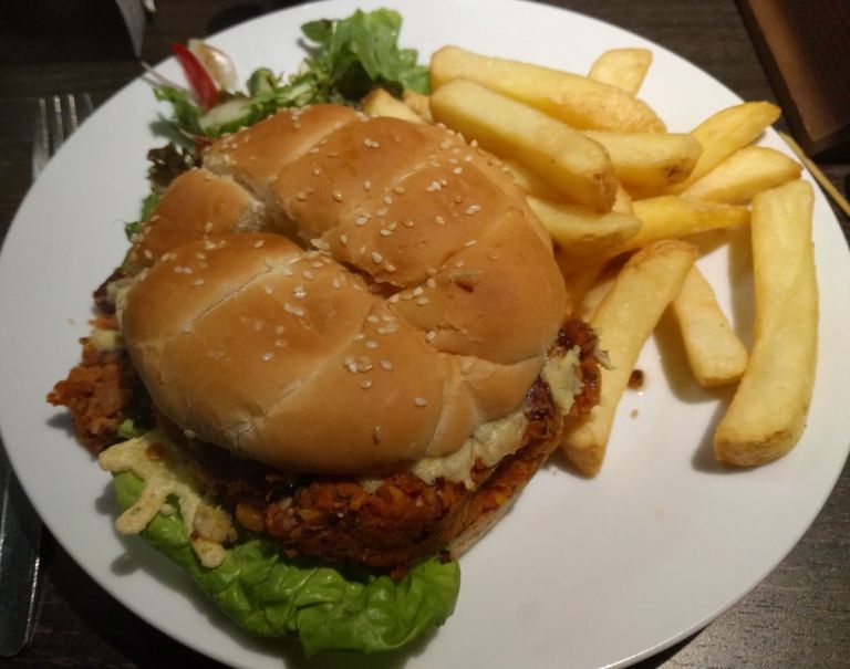 Vegan bean burger at the PHT (2019)