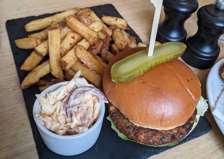 Spinach and falafel burger at The Corrie Hotel