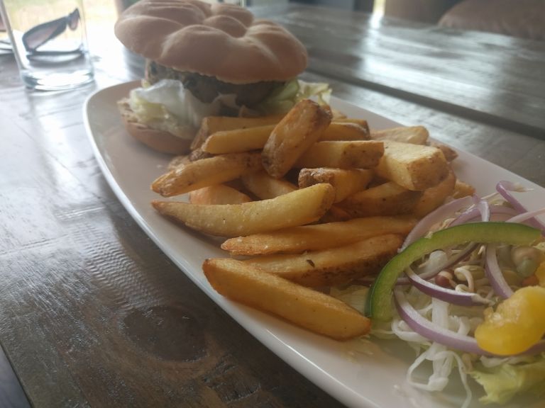 Veggie burger at Lagg Distillery