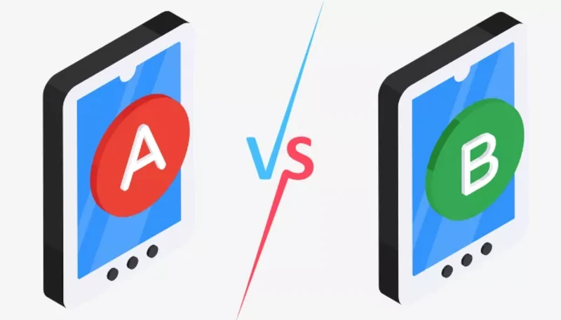 Visual comparison of option A and B in A/B testing for improving Retargeting advertising campaign performance.