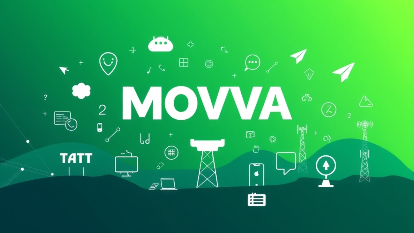 Homem sorrindo usando um celular com o logotipo da Movva Brasil ao fundo