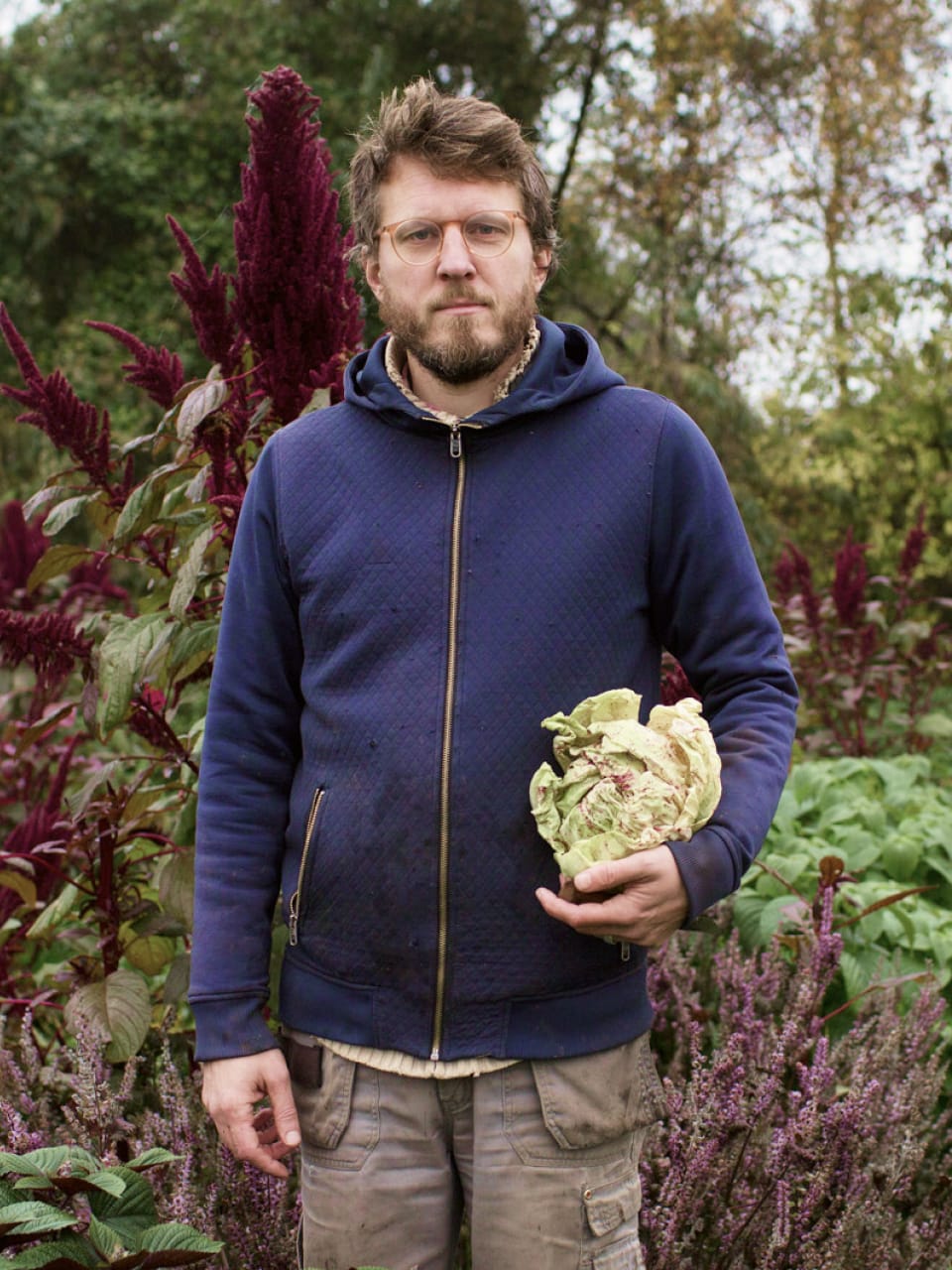 Portret van Adam Chapman op zijn tuinderij