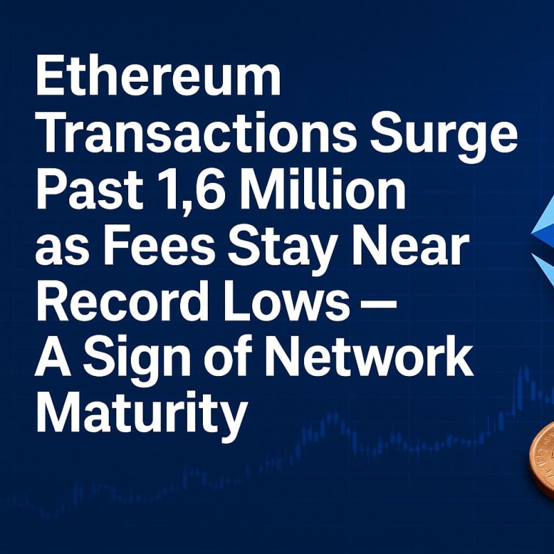 Ethereum Transactions Surge Past 1.6 Million as Fees Stay Near Record Lows — A Sign of Network Maturity