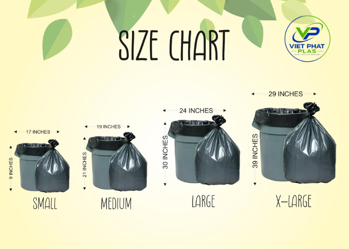 Types of garbage bags based on size