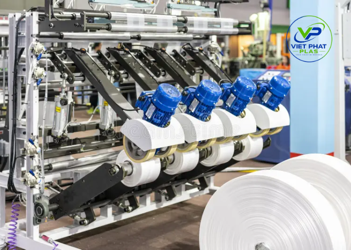 The production process of produce bags on a roll at Vietphatplas factor