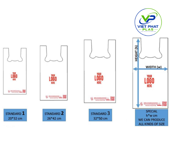 Common sizes of Plastic carry bag
