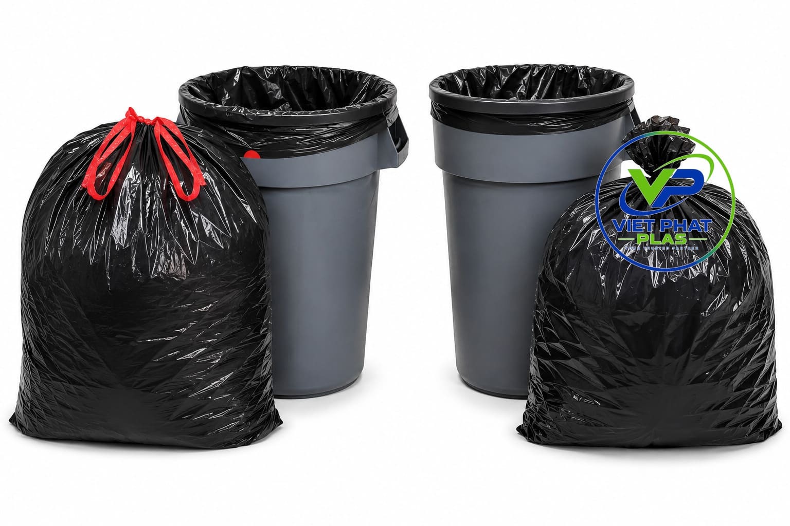 Comparison of drawstring closure and plain-top trash bag, separate from bottom seal construction