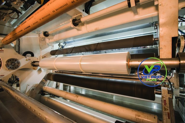 Cast stretch film production line with chilled roller system