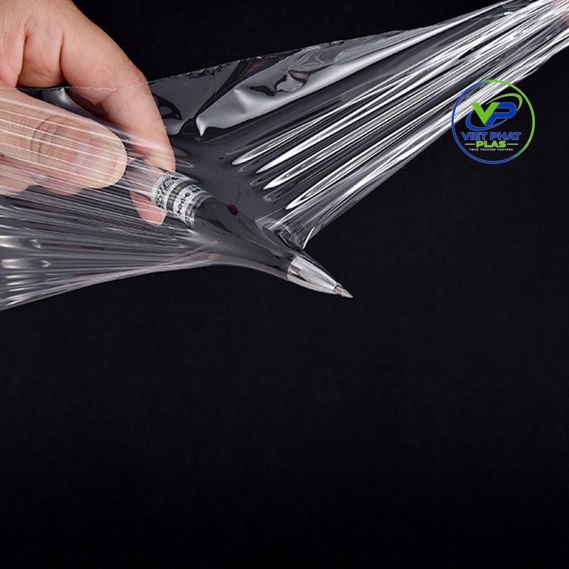 Puncture and tear resistance test on blown stretch film with sharp-edged material