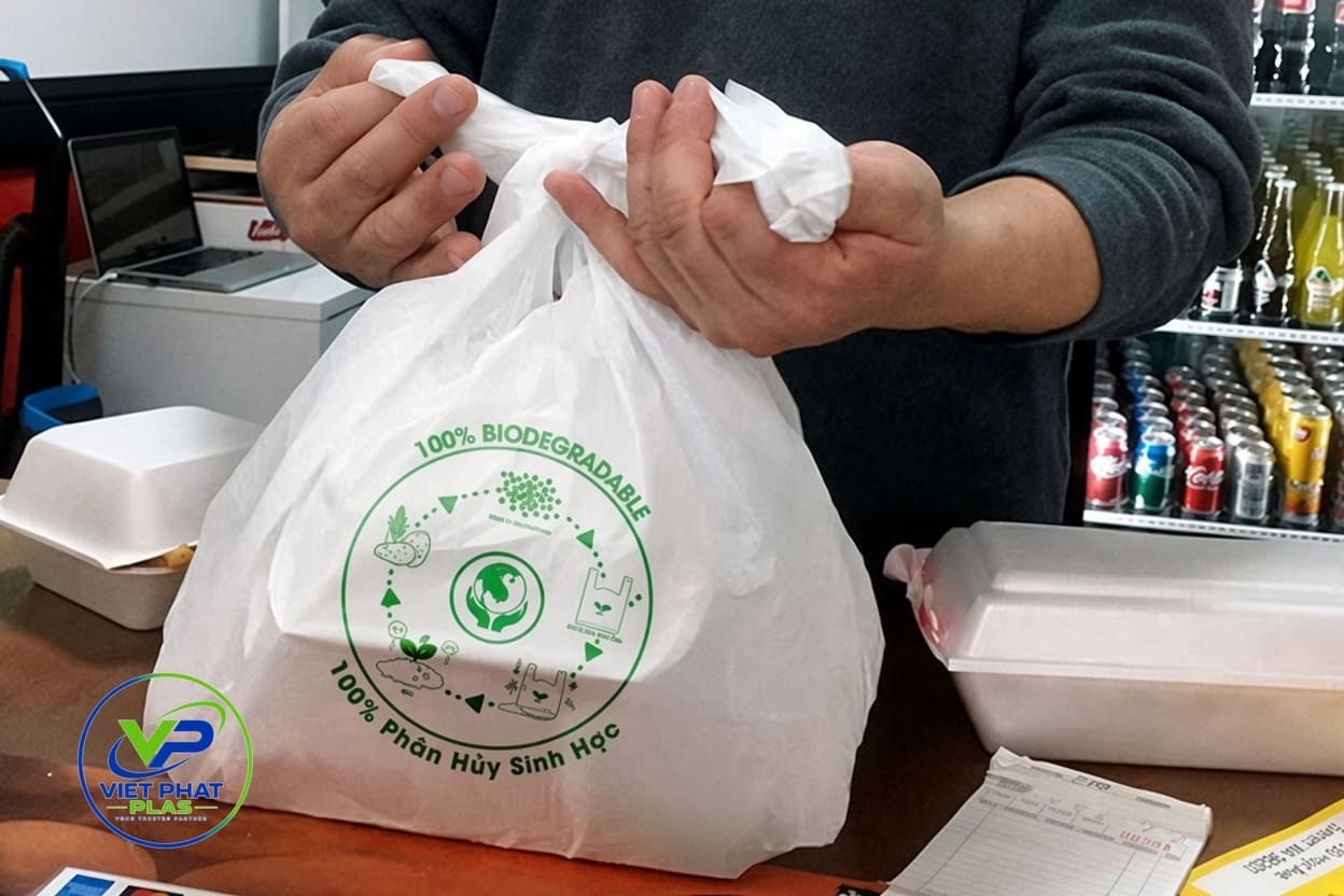 Vietnamese supermarket transitioning to biodegradable bags instead of standard plastic bags
