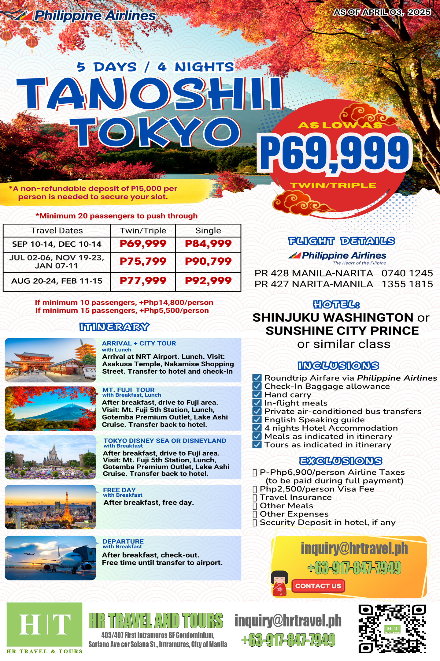 Tanoshi Tokyo Via Manila Tour