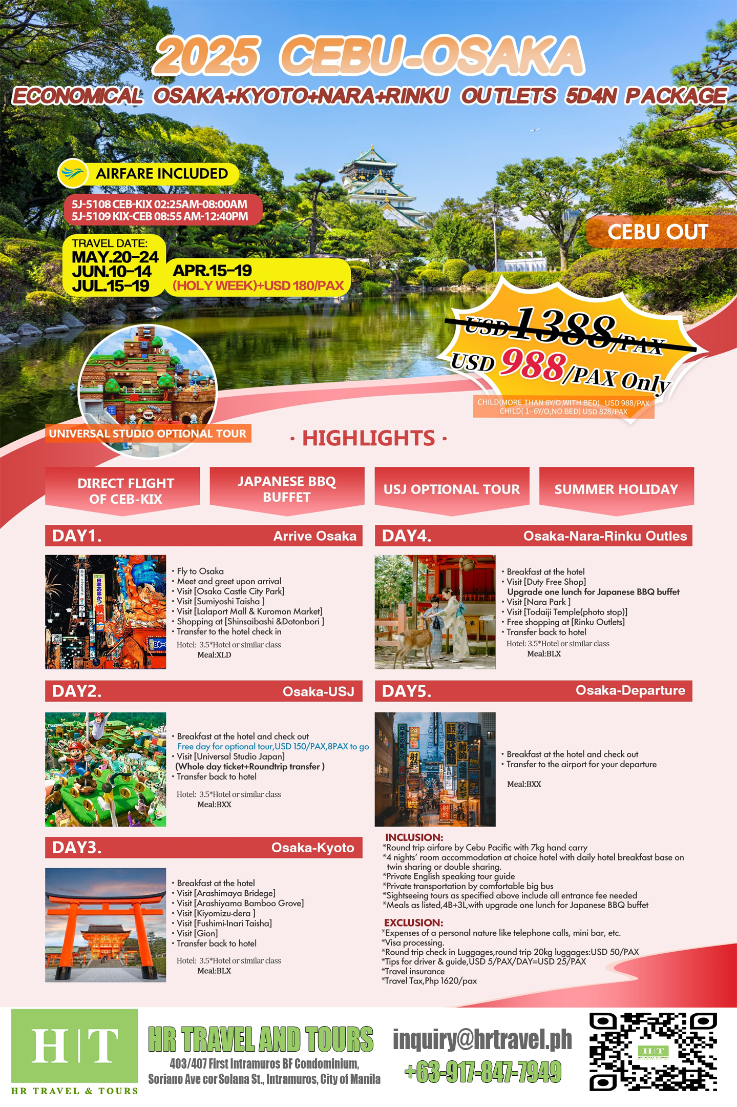 Cebu Out Economical Osaka Tour