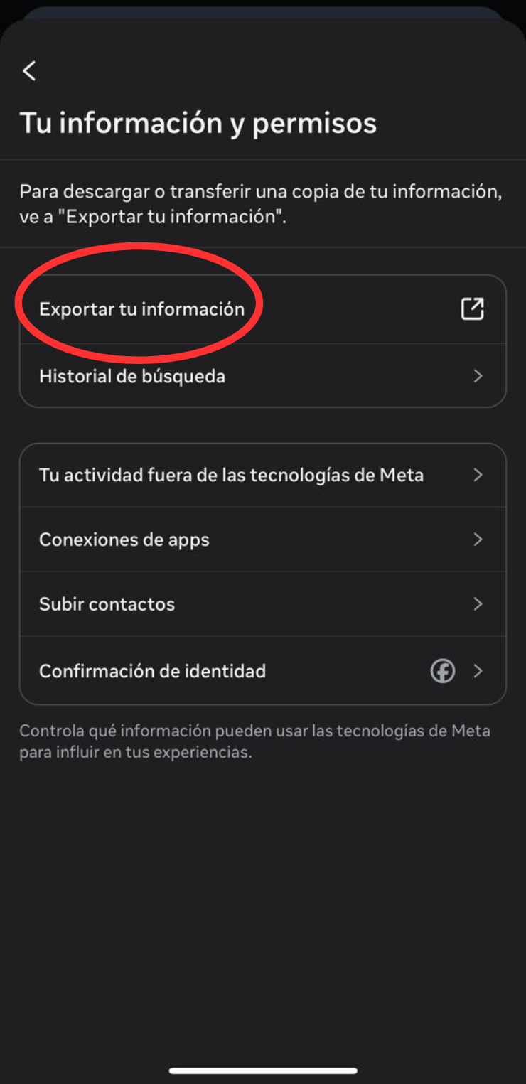 Paso 2.3 - Exportar tu información
