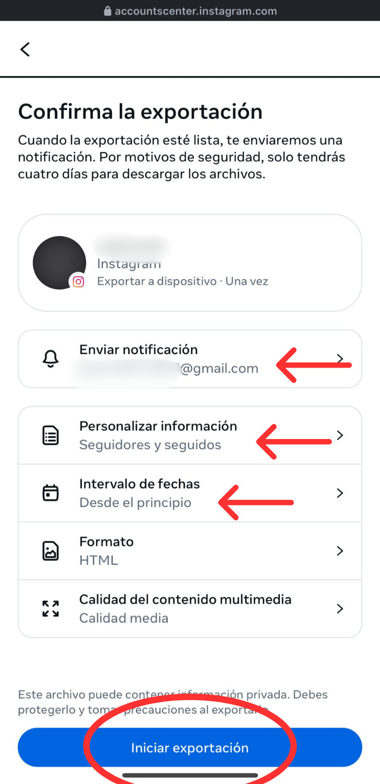 Paso 3.6 - Iniciar exportación