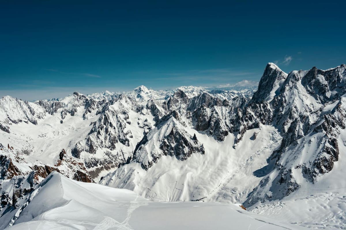 Chamonix alpine skiing Mont Blanc snowcapped peaks