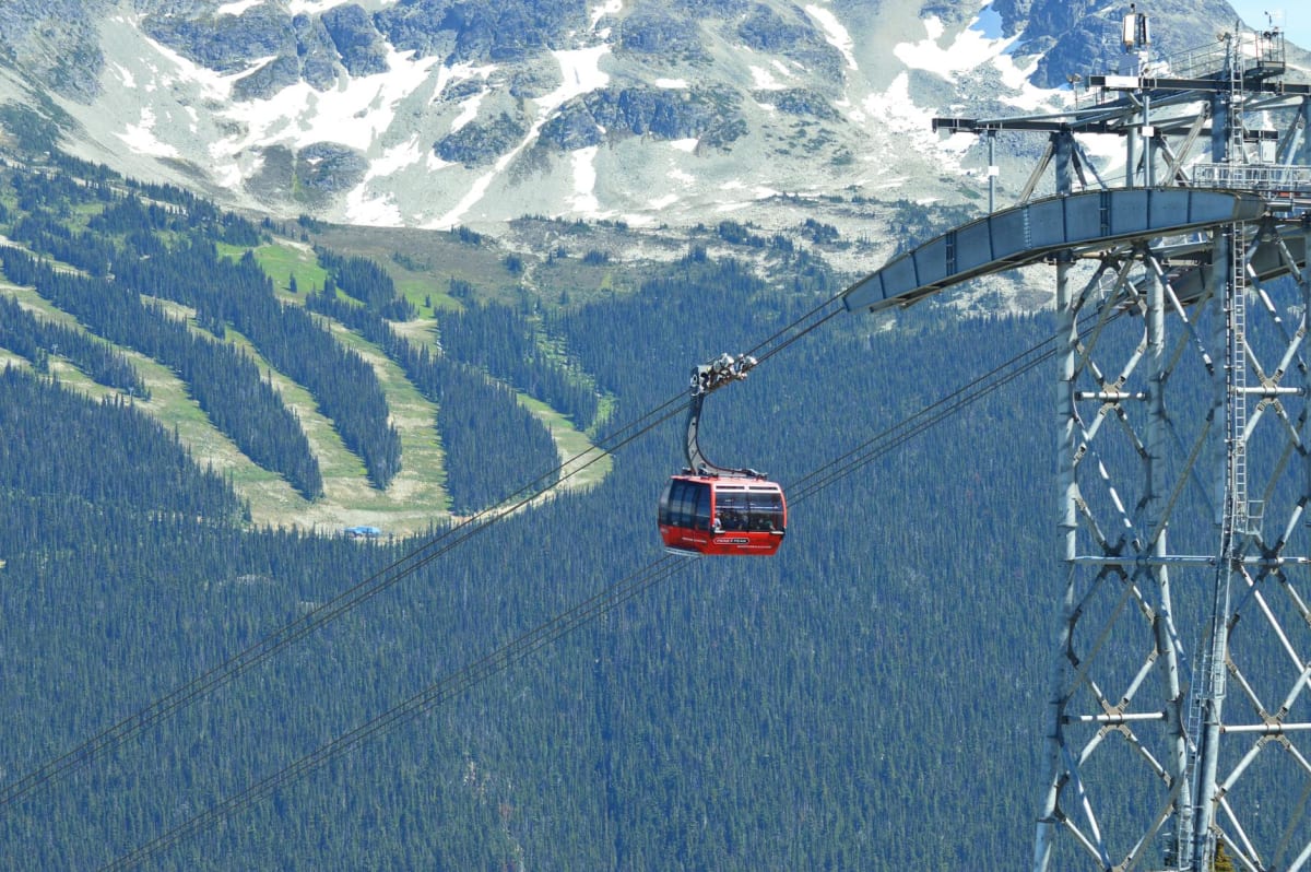Whistler Blackcomb ski terrain two mountains connected gondola