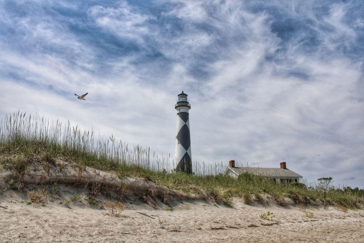 Cape Hatteras Lighthouse North Carolina aerial surfers Outer Banks
