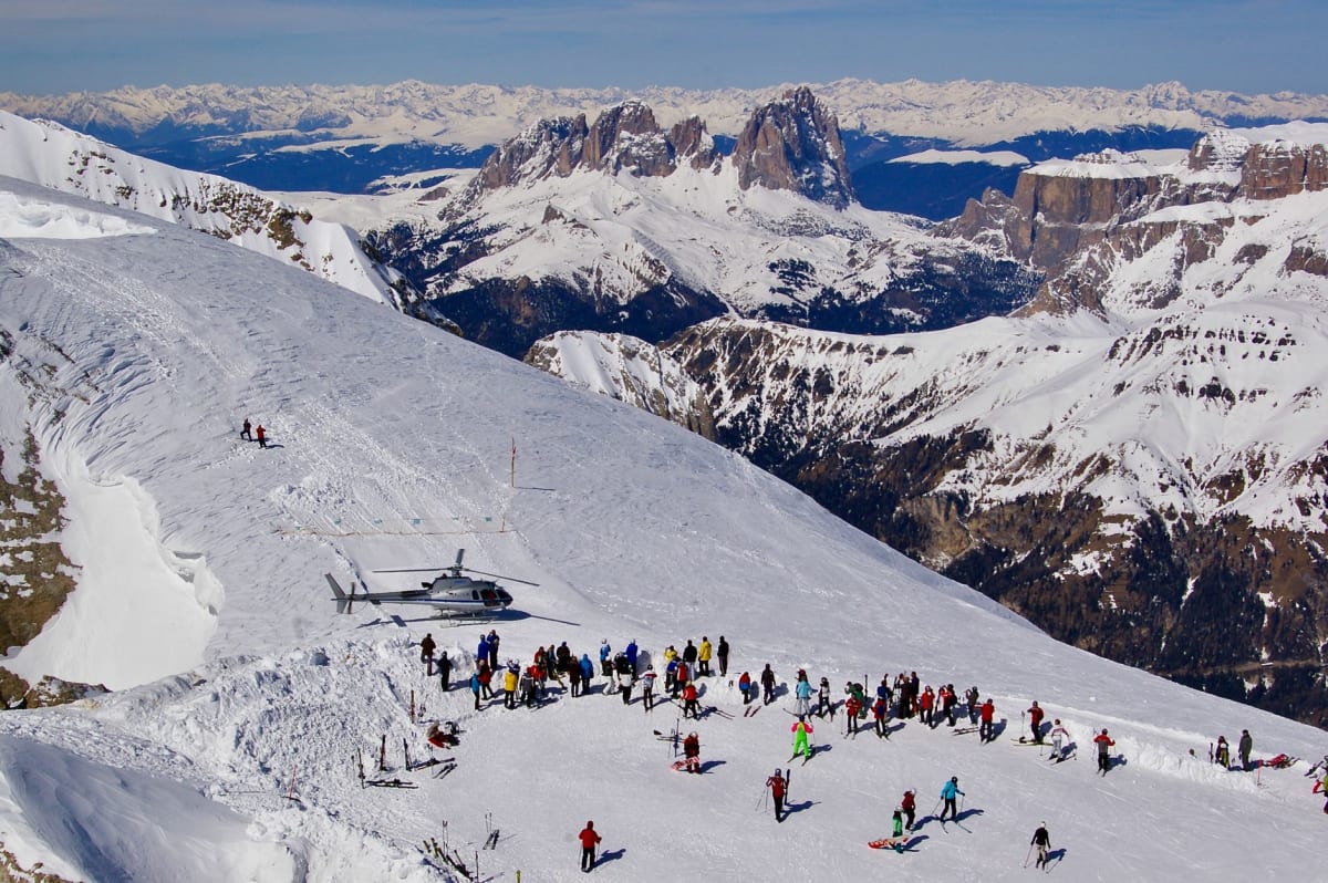 Val di Fassa glacier runs autumn snowfield high-altitude Marmolada ridge