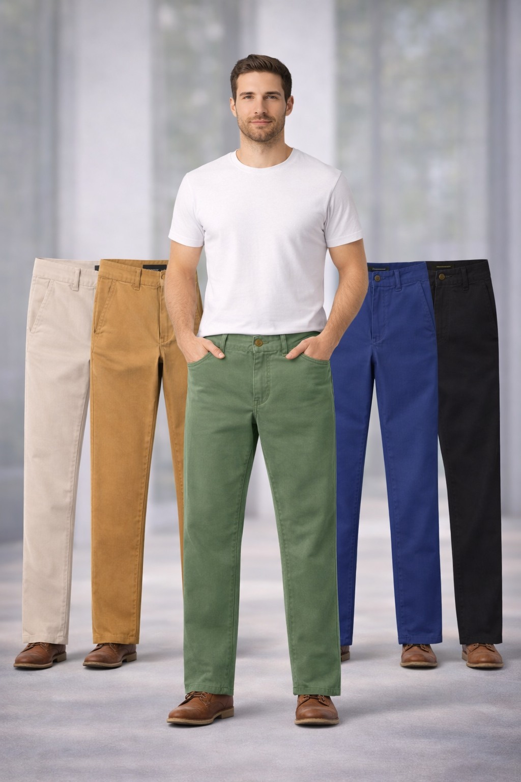 Pantalon de gabardina corte chino miniatura 2