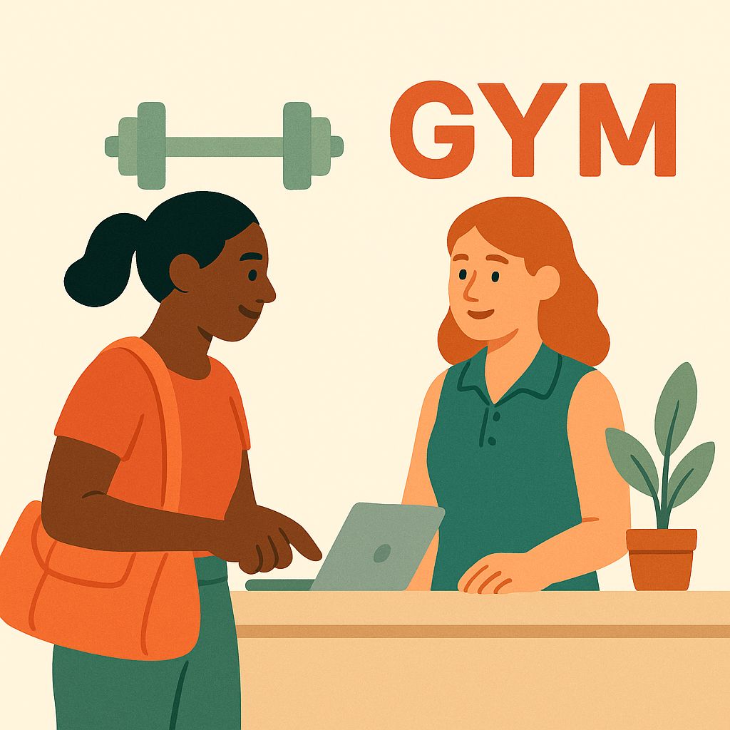 Illustration of someone signing up to a gym