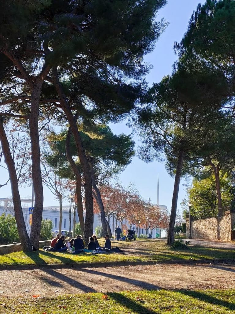 People having a picnic in one of Montjuïc's parks