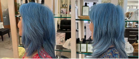Color-treated hair before and after 4 weeks