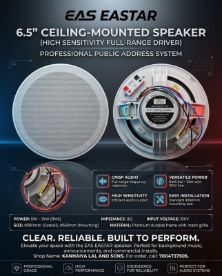 EAS EASTAR 6.5" Public Address Ceiling Speaker - 100V Line, 8Ω - Buy in Patna Bihar