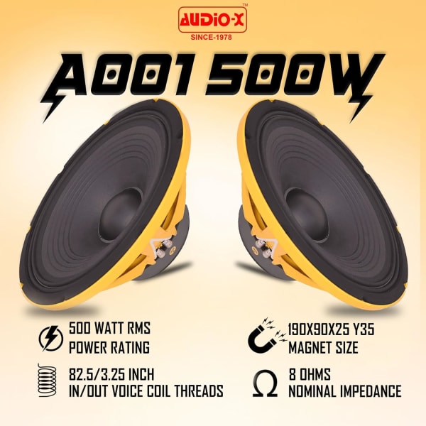 AUDiO-X 15" A001-500 Professional Speaker | Y35 Magnet | 82.5mm Coil | 80 | High Output