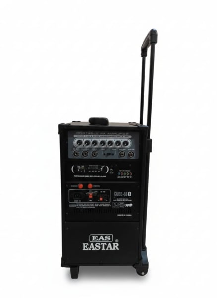 Eastar CUBE 88 Double 8-Inch Trolley Speaker with Wireless Mic & Bluetooth (80W)
