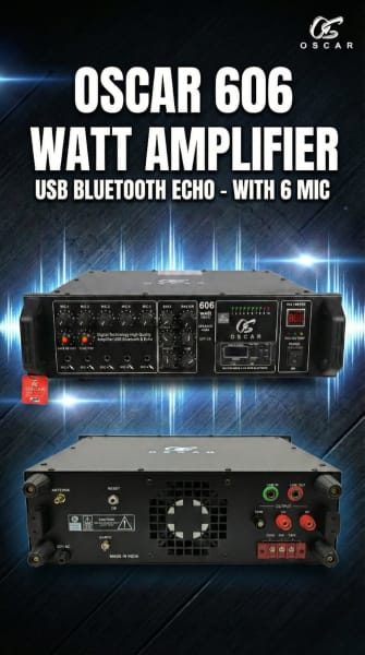 OSCAR 606 Watt Digital PA Amplifier with 6 Mic Inputs, Bluetooth, USB & Echo