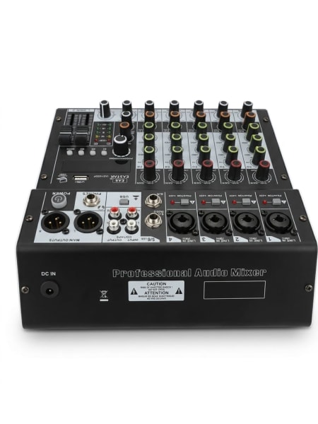 EASTAR EAS-F6DSP  6-Channel Professional Audio Mixer with 99 DSP Effects & Bluetooth