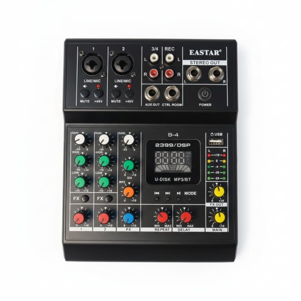 EASTAR B-4 Professional 4 Channel Audio Mixer with Bluetooth, USB & DSP Effects