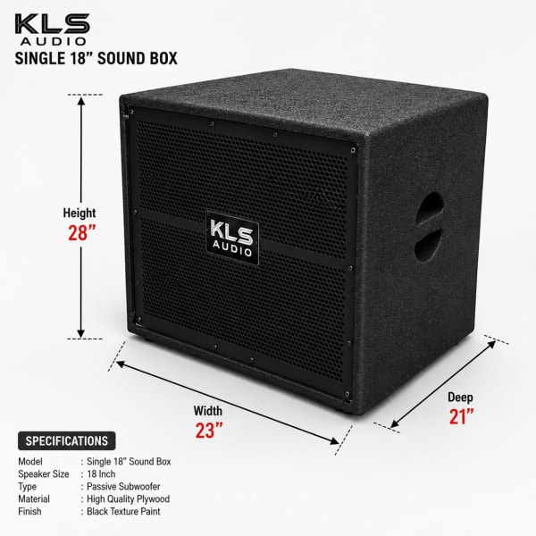 KLS Audio Single 18 Inch Bass Box | 19mm Plywood | Bubble Paint Finish
